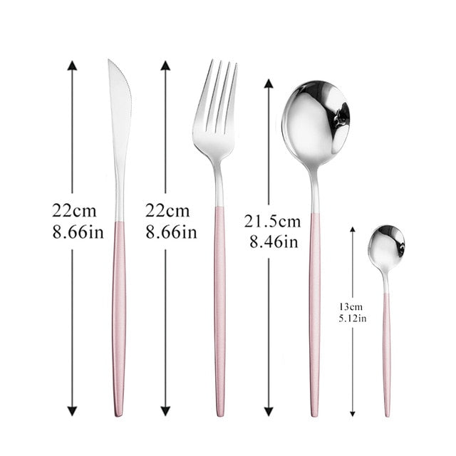 Dinnerware Gold Cutlery Set 304 Stainless Steel Luxury Flatware Home Silverware Fork Spoon Knife Kitchen Dinner Set Dropshipping