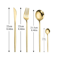 Dinnerware Gold Cutlery Set 304 Stainless Steel Luxury Flatware Home Silverware Fork Spoon Knife Kitchen Dinner Set Dropshipping