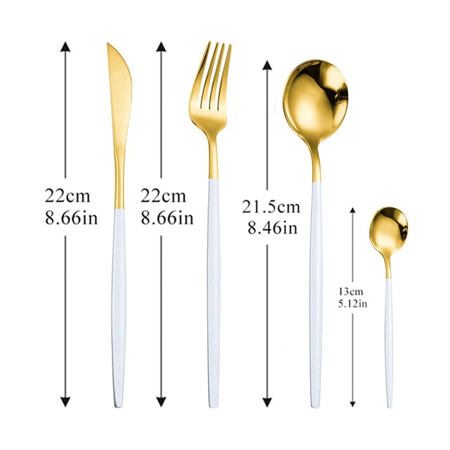 Dinnerware Gold Cutlery Set 304 Stainless Steel Luxury Flatware Home Silverware Fork Spoon Knife Kitchen Dinner Set Dropshipping