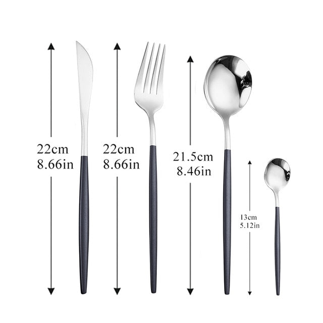 Dinnerware Gold Cutlery Set 304 Stainless Steel Luxury Flatware Home Silverware Fork Spoon Knife Kitchen Dinner Set Dropshipping