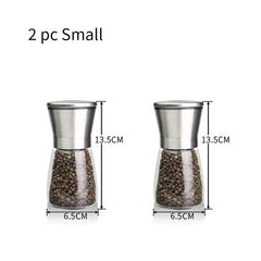 Pepper Grinder 2 in 1 Stainless Steel Manual Salt and Pepper Mill Grinder Spice Shakers Kitchen Tools Accessories for Cooking