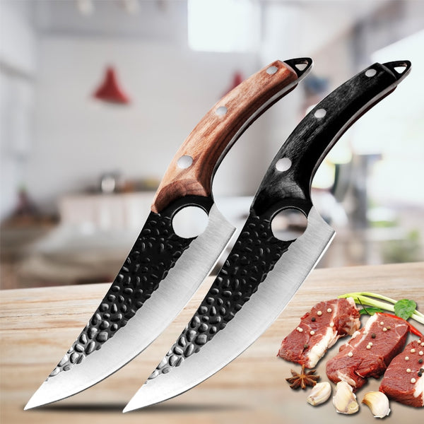 Chef Knife Forged Stainless Steel Butcher Knife Outdoor Hunting Kitchen Knife for Meat Fish Fruit Vegetable Boning Knife Cleaver