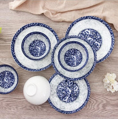 12pcs/ 8pcs/4pcs Japanese blue-and-white briefness style ceramic bowls plates dinnerware porcelain tableware set