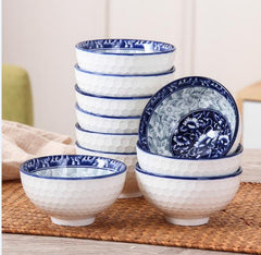 12pcs/ 8pcs/4pcs Japanese blue-and-white briefness style ceramic bowls plates dinnerware porcelain tableware set