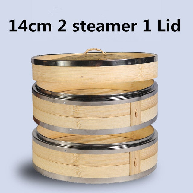 One two three Cage with Cover Cooking Bamboo Steamer Fish Rice Snack Basket Set Kitchen Cooking Tools dumpling steamer steam pot