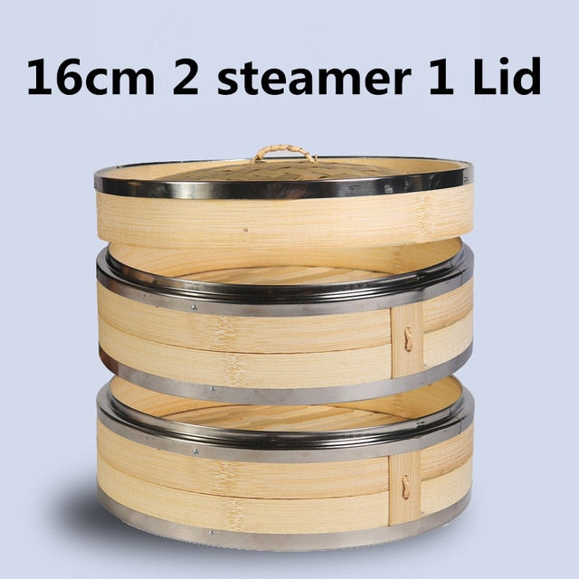 One two three Cage with Cover Cooking Bamboo Steamer Fish Rice Snack Basket Set Kitchen Cooking Tools dumpling steamer steam pot