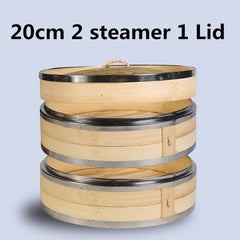 One two three Cage with Cover Cooking Bamboo Steamer Fish Rice Snack Basket Set Kitchen Cooking Tools dumpling steamer steam pot