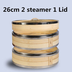 One two three Cage with Cover Cooking Bamboo Steamer Fish Rice Snack Basket Set Kitchen Cooking Tools dumpling steamer steam pot