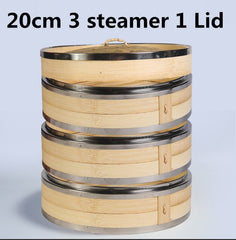 One two three Cage with Cover Cooking Bamboo Steamer Fish Rice Snack Basket Set Kitchen Cooking Tools dumpling steamer steam pot