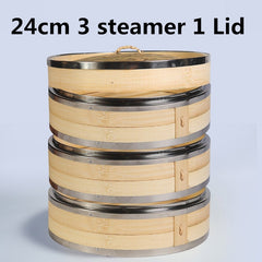 One two three Cage with Cover Cooking Bamboo Steamer Fish Rice Snack Basket Set Kitchen Cooking Tools dumpling steamer steam pot