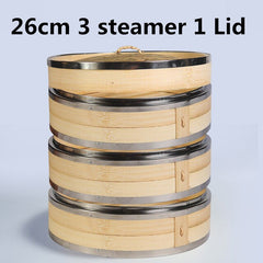One two three Cage with Cover Cooking Bamboo Steamer Fish Rice Snack Basket Set Kitchen Cooking Tools dumpling steamer steam pot