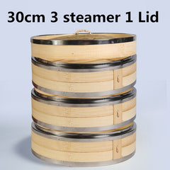 One two three Cage with Cover Cooking Bamboo Steamer Fish Rice Snack Basket Set Kitchen Cooking Tools dumpling steamer steam pot