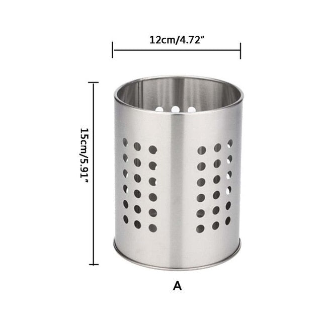 Stainless Steel Kitchen Cooking Utensils Holder Crock Drainer Flatware Caddy Cutlery Organizer Tableware Storage Serving Tool