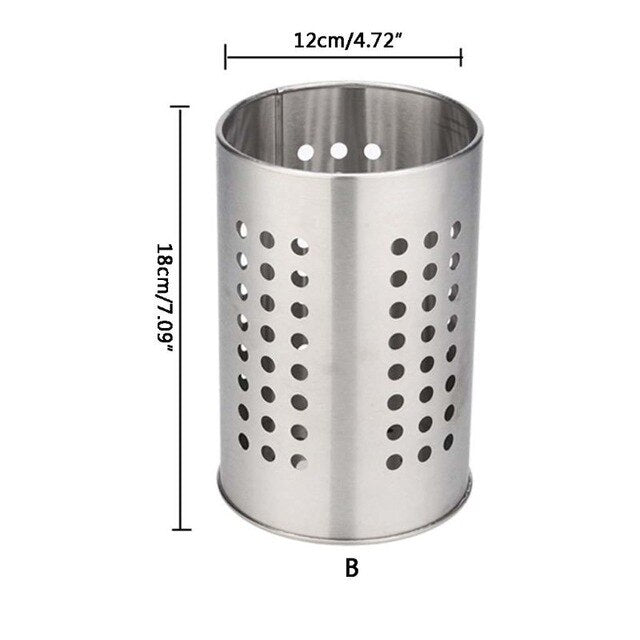 Stainless Steel Kitchen Cooking Utensils Holder Crock Drainer Flatware Caddy Cutlery Organizer Tableware Storage Serving Tool