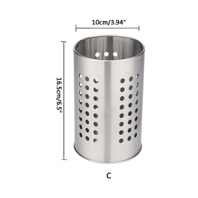 Stainless Steel Kitchen Cooking Utensils Holder Crock Drainer Flatware Caddy Cutlery Organizer Tableware Storage Serving Tool