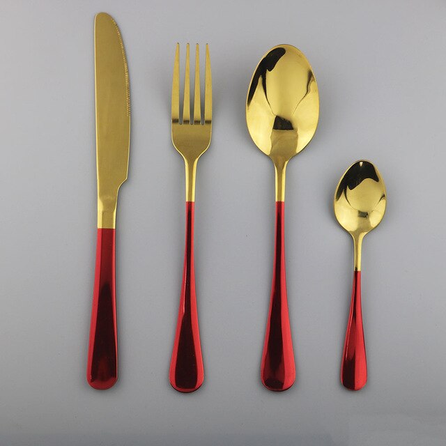 Westerm Blue Cutlery Set Dinnerware Forks Knives Spoons Tea Spoon Flatware Kitchen Dinner 18/10 Stainless Steel Tableware Set