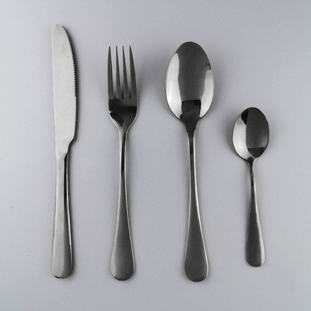 Westerm Blue Cutlery Set Dinnerware Forks Knives Spoons Tea Spoon Flatware Kitchen Dinner 18/10 Stainless Steel Tableware Set