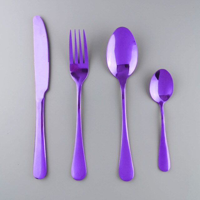 Westerm Blue Cutlery Set Dinnerware Forks Knives Spoons Tea Spoon Flatware Kitchen Dinner 18/10 Stainless Steel Tableware Set